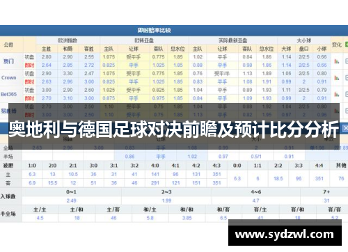 奥地利与德国足球对决前瞻及预计比分分析